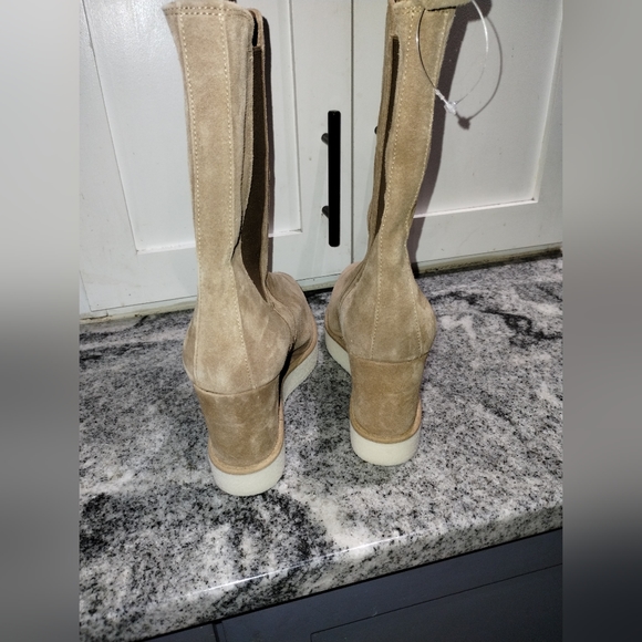 Renatta Jop wedge boots Chelsea tan suede made in Spain size 7 - Picture 3 of 11